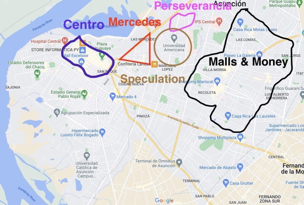 Real estate investment market heat map of Asuncion