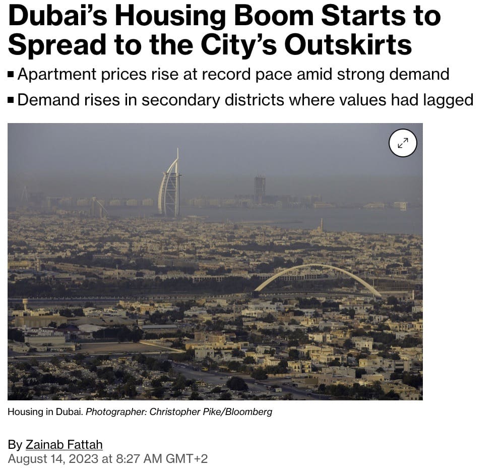 dubai real estate price icnreases bloomberg article