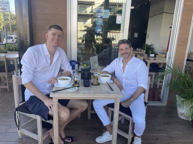 Ladislas and Tulum realtor Luigi having lunch