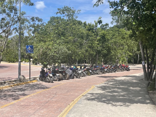 Motorcycle parking in Tulum