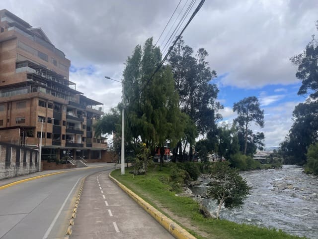 bike path along the river Tomebamba in Cuenca Ecuador