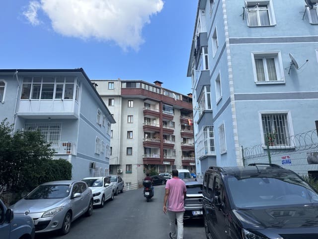 My real estate agent Keith walking in a normal street in kagithane istanbul