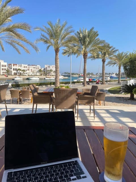 laptop beer at jebel sifah oman