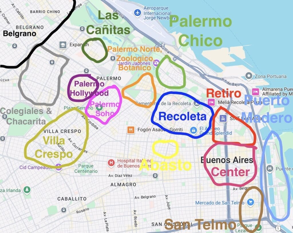 map of neighbourhoods to invest in Buenos Aires real estate market