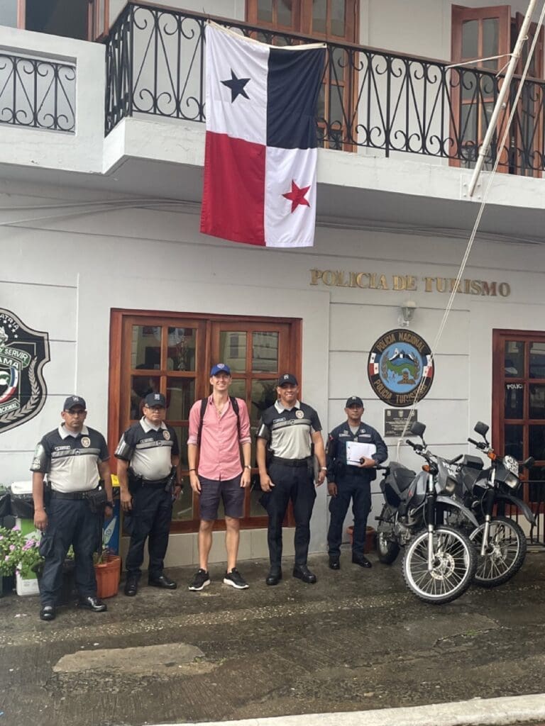Ladislas Maurice in front of of tourism police real estate building in casco viejo panama city Panama