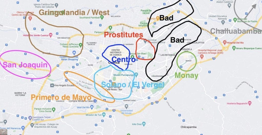 Real estate investment heat map of Cuenca in Ecuador