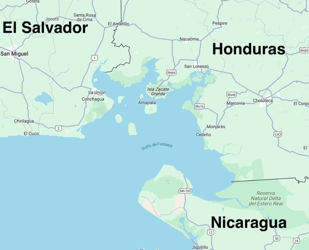 Regional map El Salvador, Honduras and Nicaragua