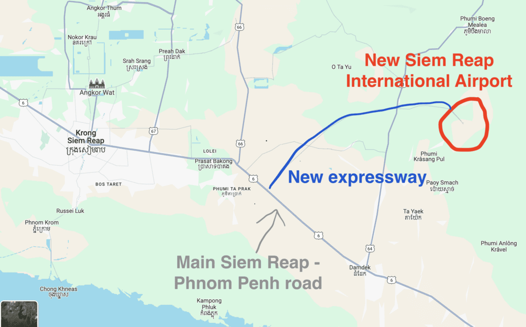 Map of new Siem Reap Airport and roads being built