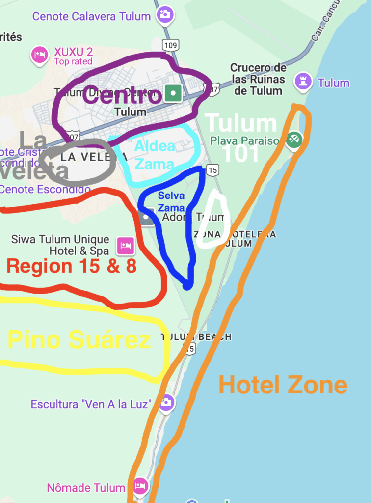 Tulum real estate investment neighbourhoods map