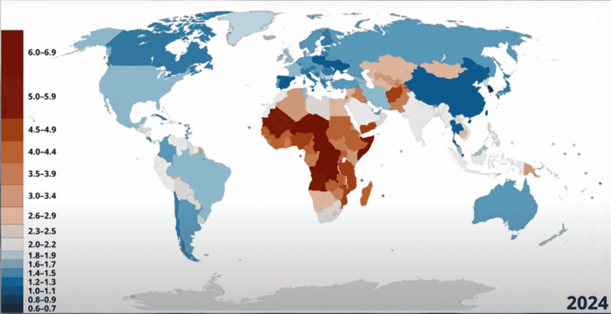 Fertility rate per country- 2024