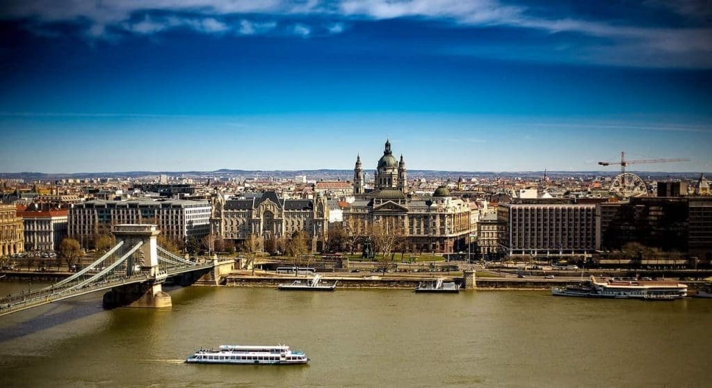 Landscape of river and buildings Landscape of river and buildings