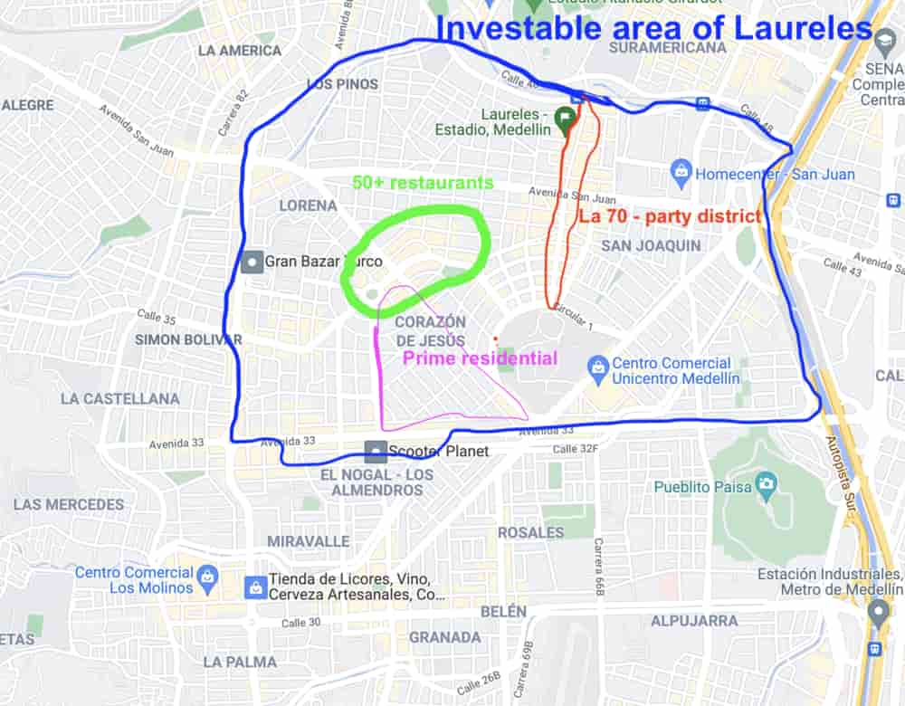 Real Estate heat map of Laureles