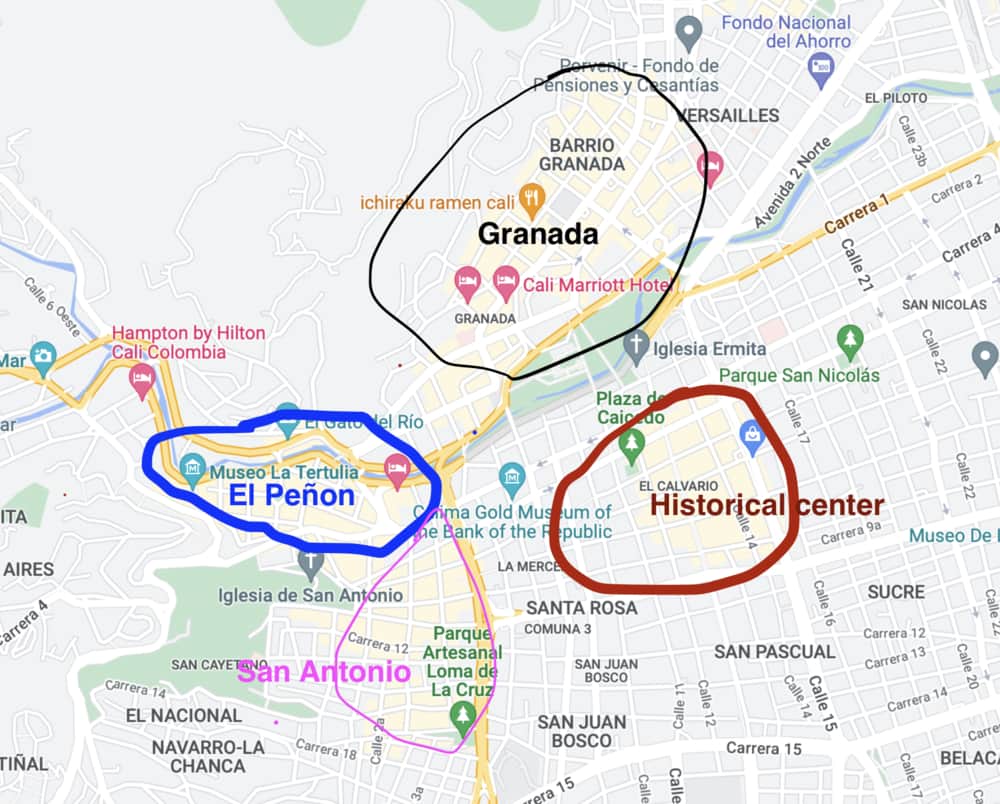 Neighborhood map for making a real estate investment in Cali, Colombia Neighborhood map for making a real estate investment in Cali, Colombia