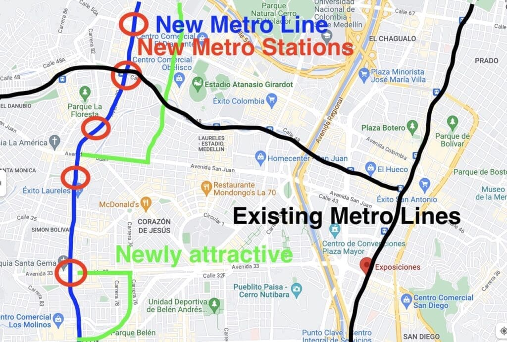 new metro lines in laureles medellin