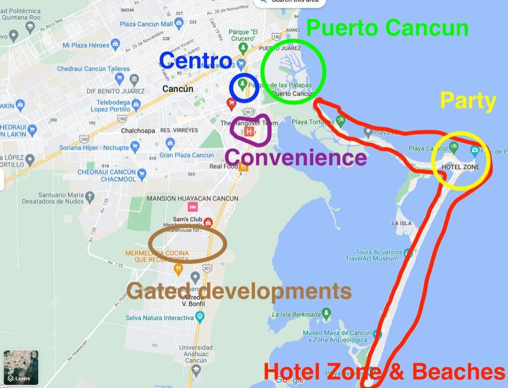 buy real estate cancun area map