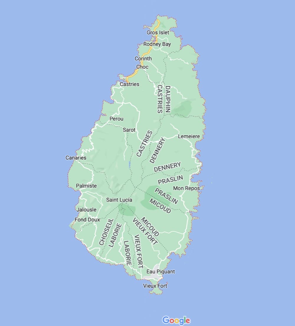 map saint lucia