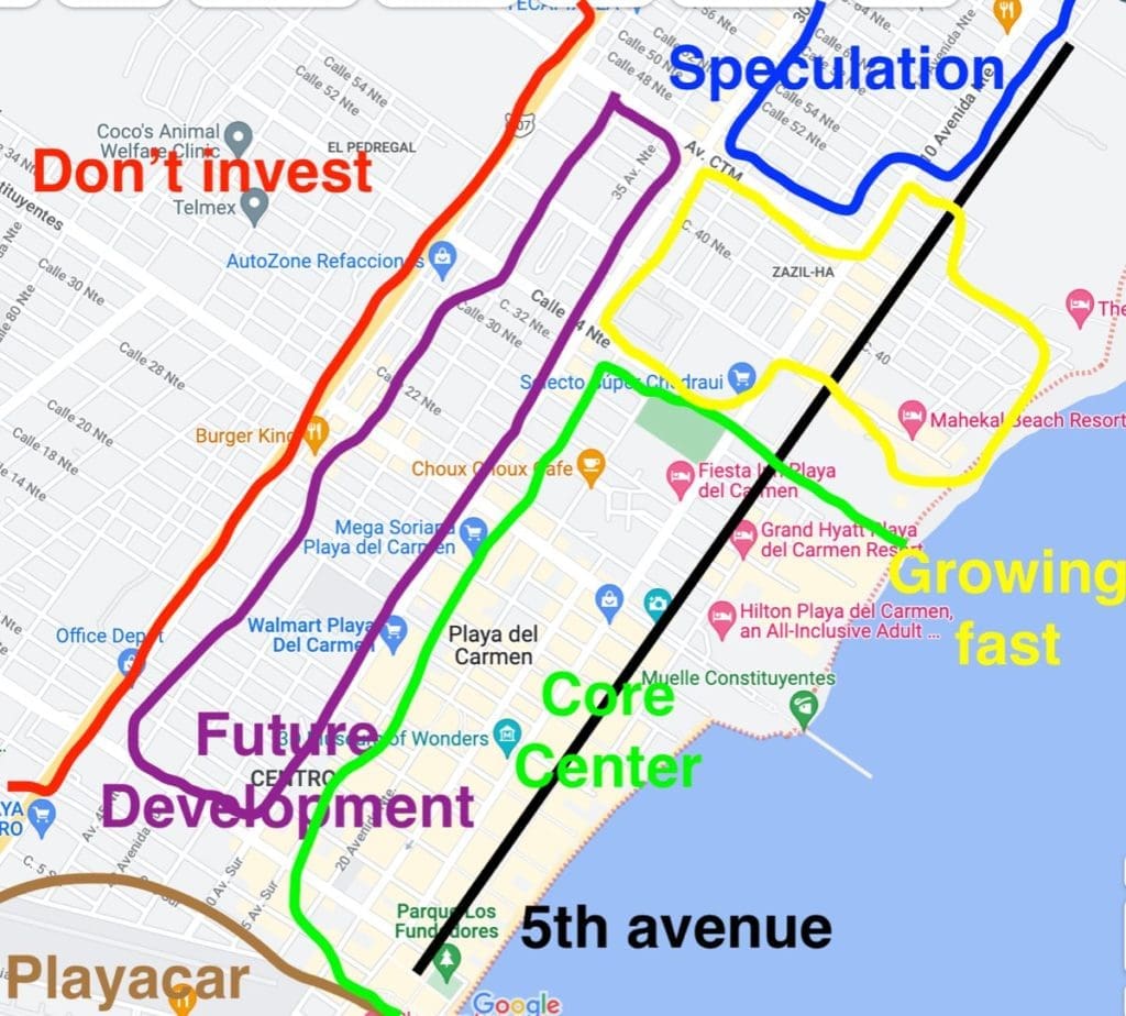 Playa Del Carmen real estate investment market neighborhood overview heat map