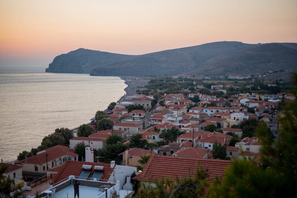 lesbos island village by the sea