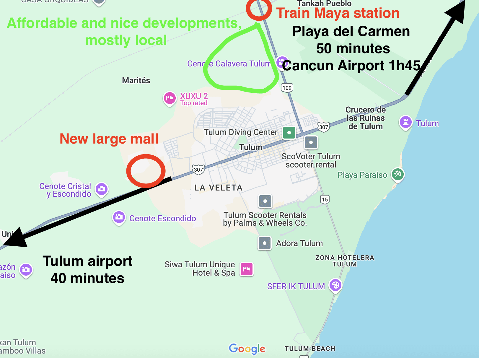 Tulum real estate investment heat map Tulum growth areas map